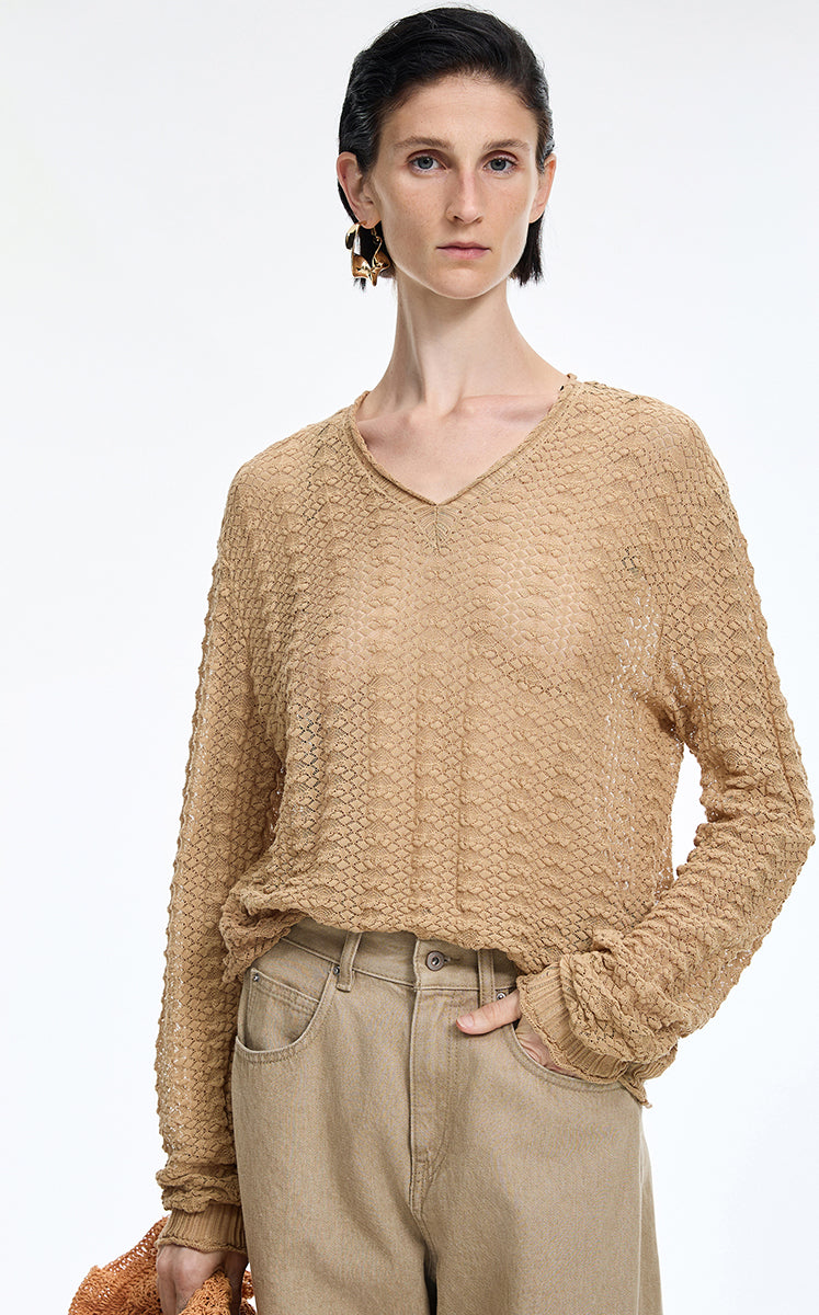 Sweater / JNBY Delicate Collar Cotton Jacquard Pullover