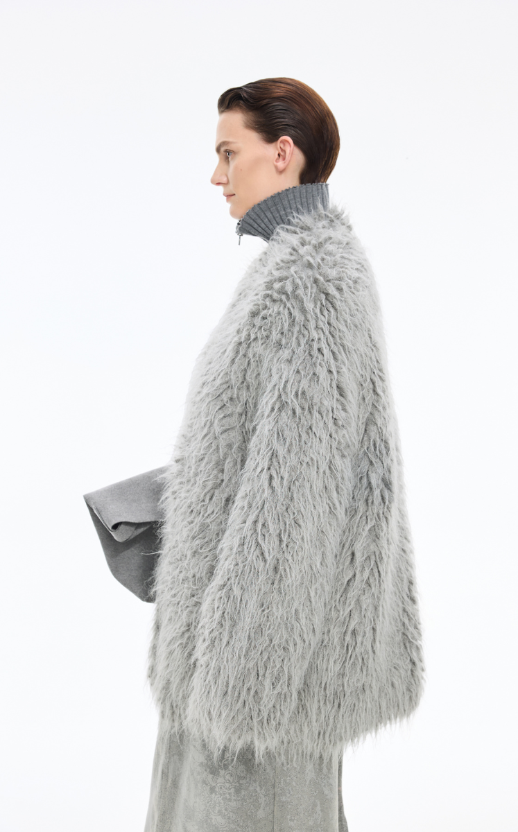 Sweater / JNBY Faux-fur texture Alpaca-Blend Long Cardigan