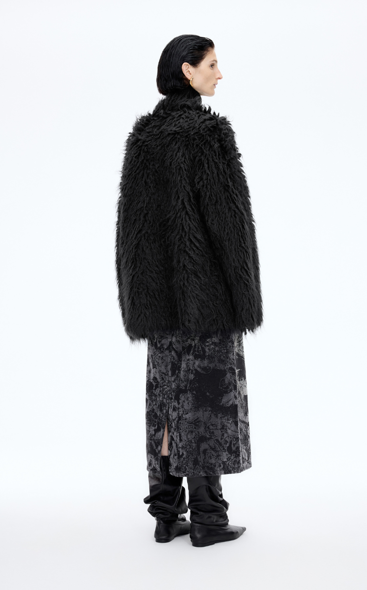 Sweater / JNBY Faux-fur texture Alpaca-Blend Long Cardigan