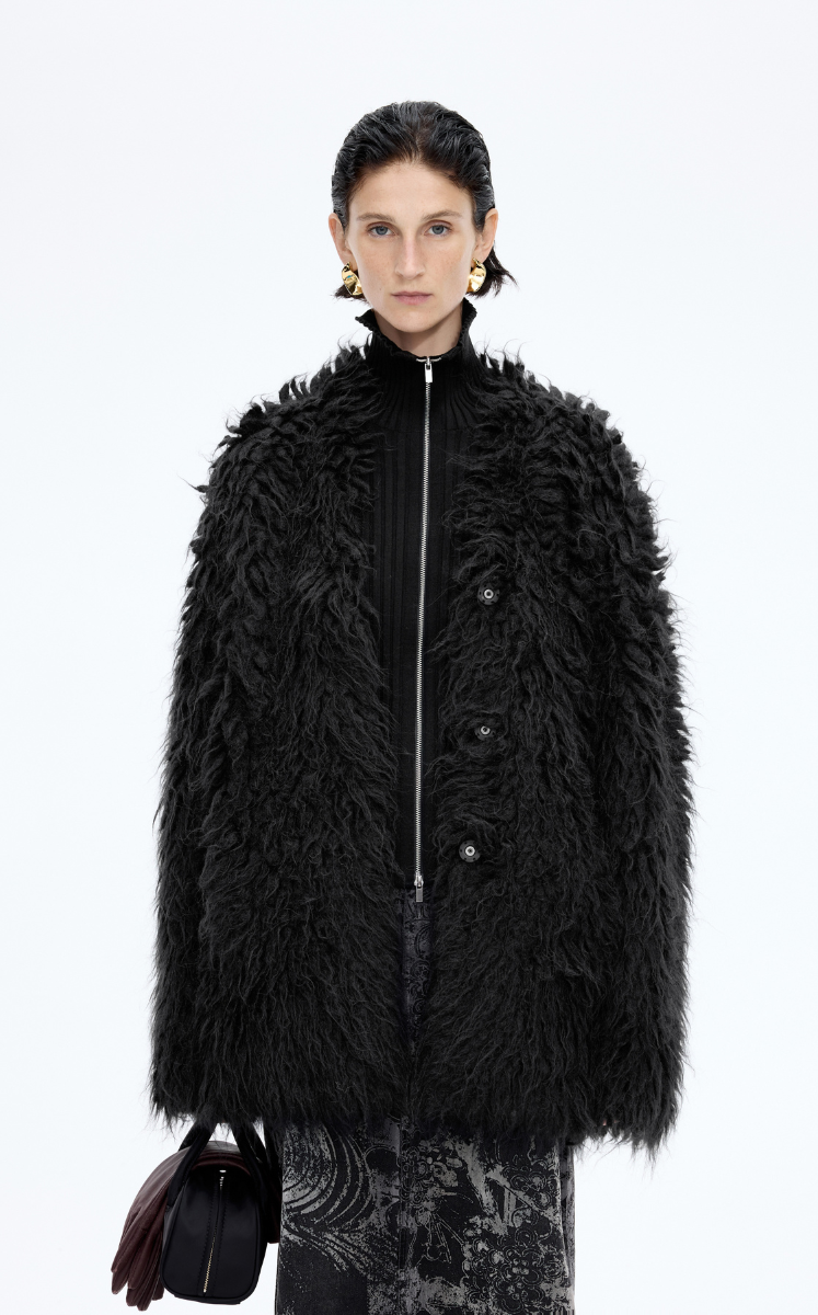 Sweater / JNBY Faux-fur texture Alpaca-Blend Long Cardigan