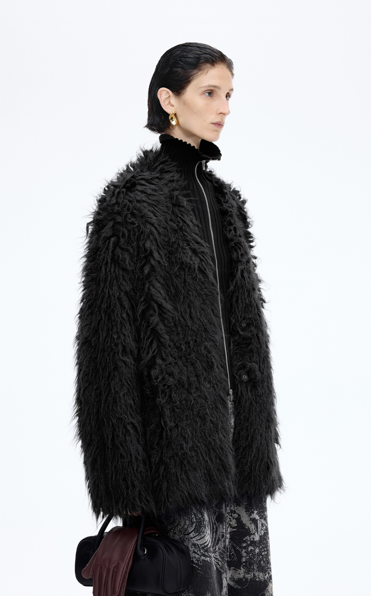 Sweater / JNBY Faux-fur texture Alpaca-Blend Long Cardigan