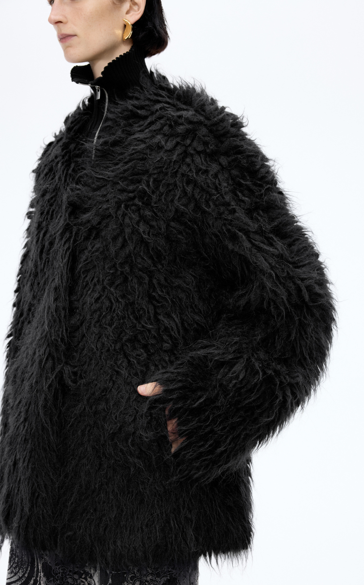 Sweater / JNBY Faux-fur texture Alpaca-Blend Long Cardigan