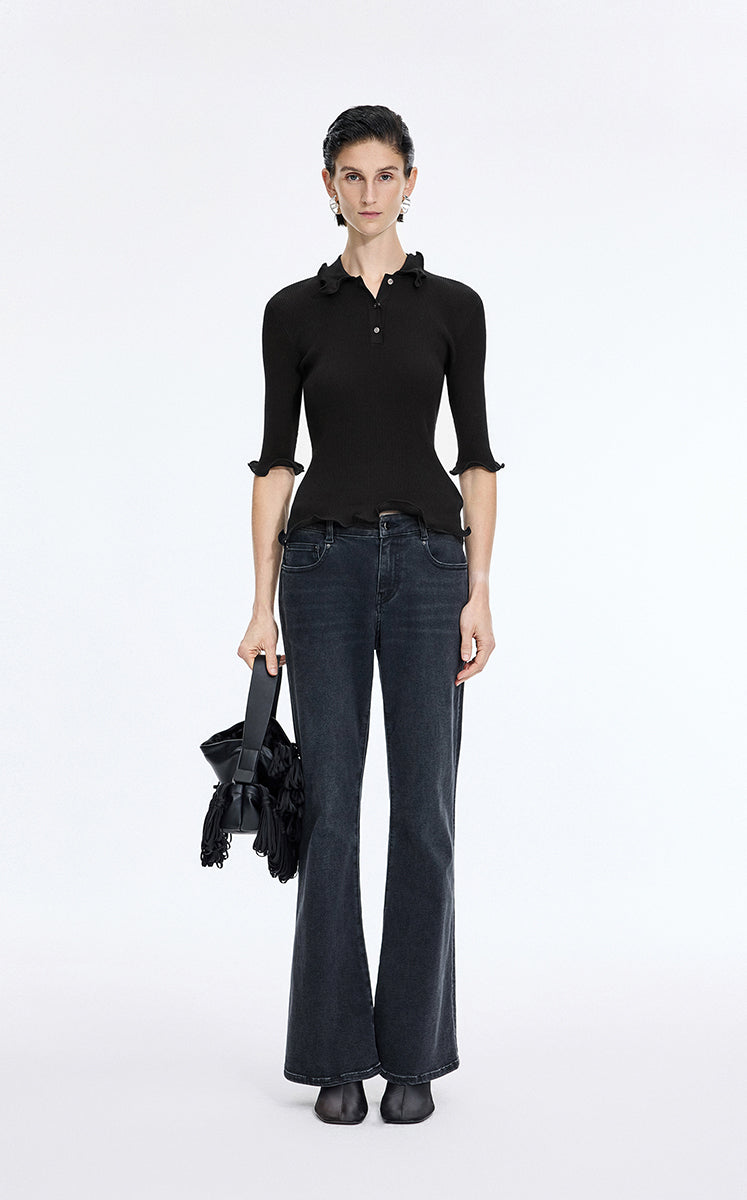 Sweater / JNBY Fitted Twist Cotton Blend Pullover Black
