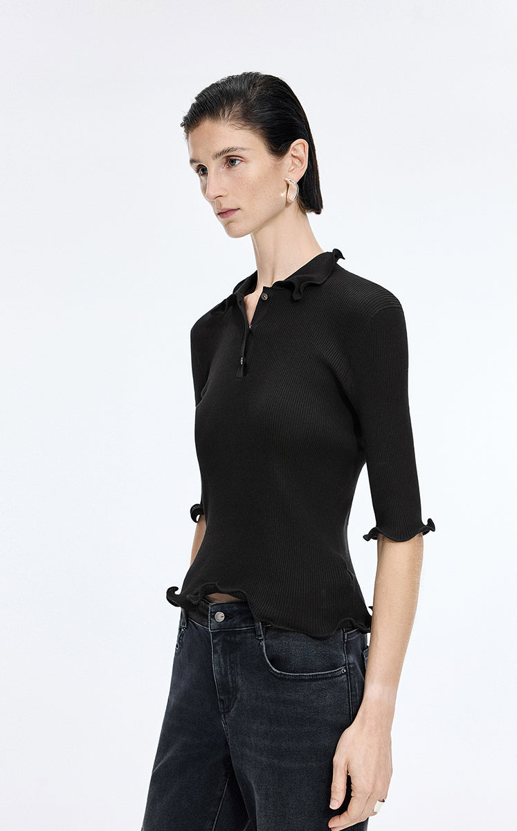Sweater / JNBY Fitted Twist Cotton Blend Pullover
