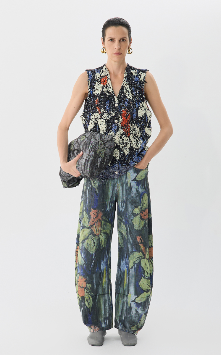 Sweater / JNBY Floral Loose-Fit Knit Vest Yellow-Black