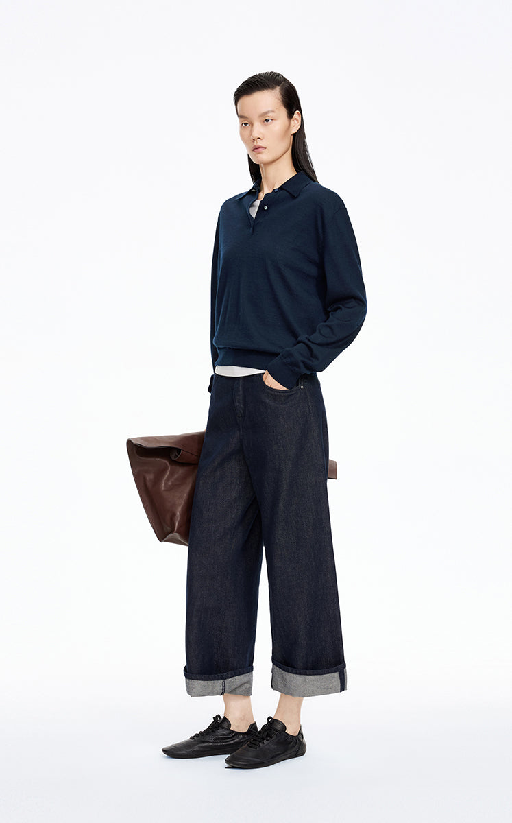 Sweater / JNBY H-Line Wool-Silk Cashmere Polo Knit