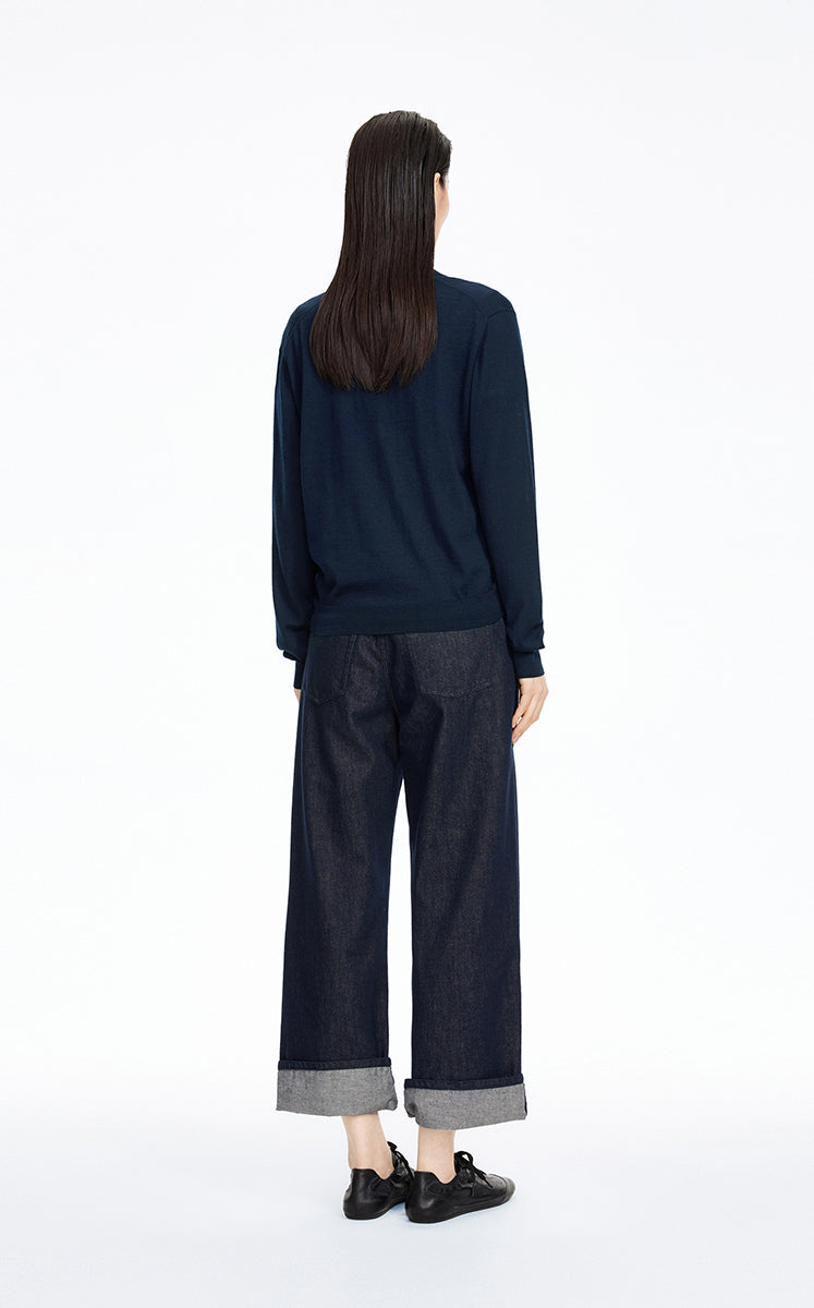 Sweater / JNBY H-Line Wool-Silk Cashmere Polo Knit