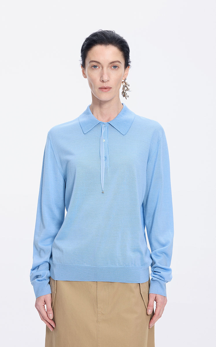 Sweater / JNBY H-Line Wool-Silk Cashmere Polo Knit