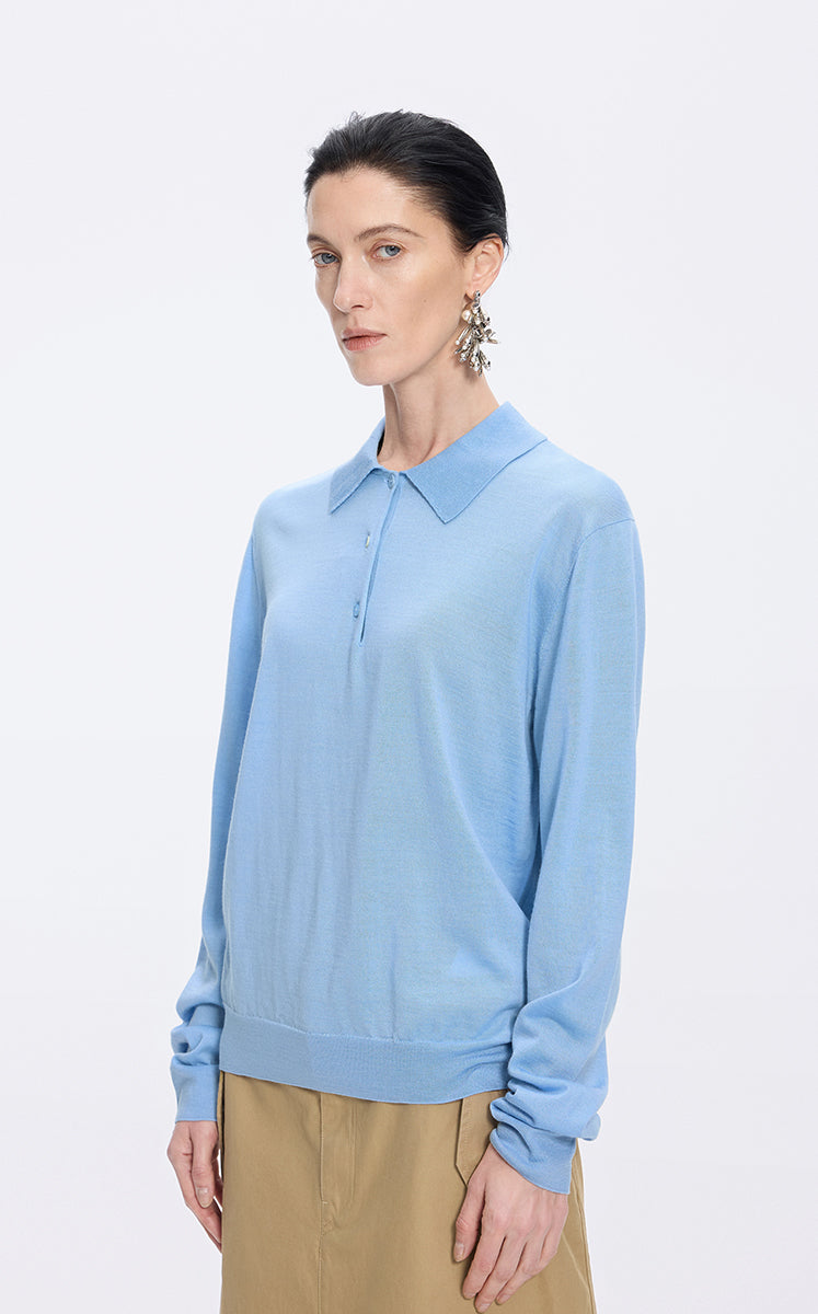 Sweater / JNBY H-Line Wool-Silk Cashmere Polo Knit