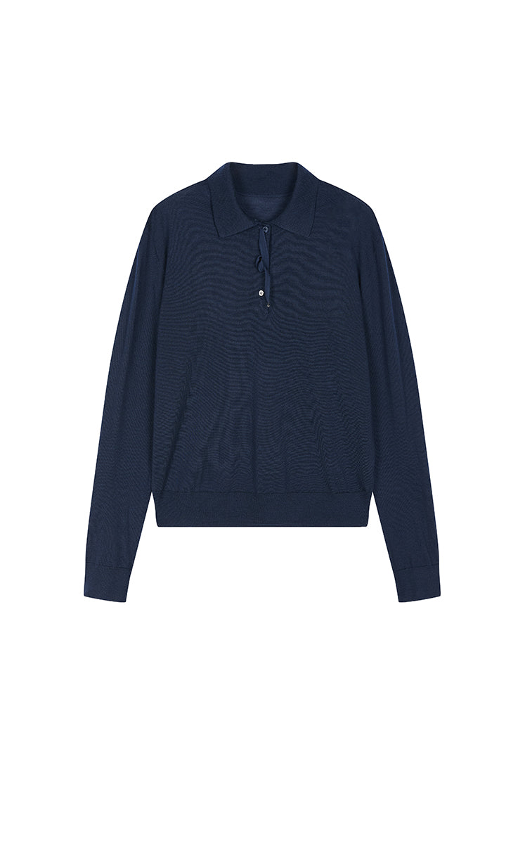 Sweater / JNBY H-Line Wool-Silk Cashmere Polo Knit