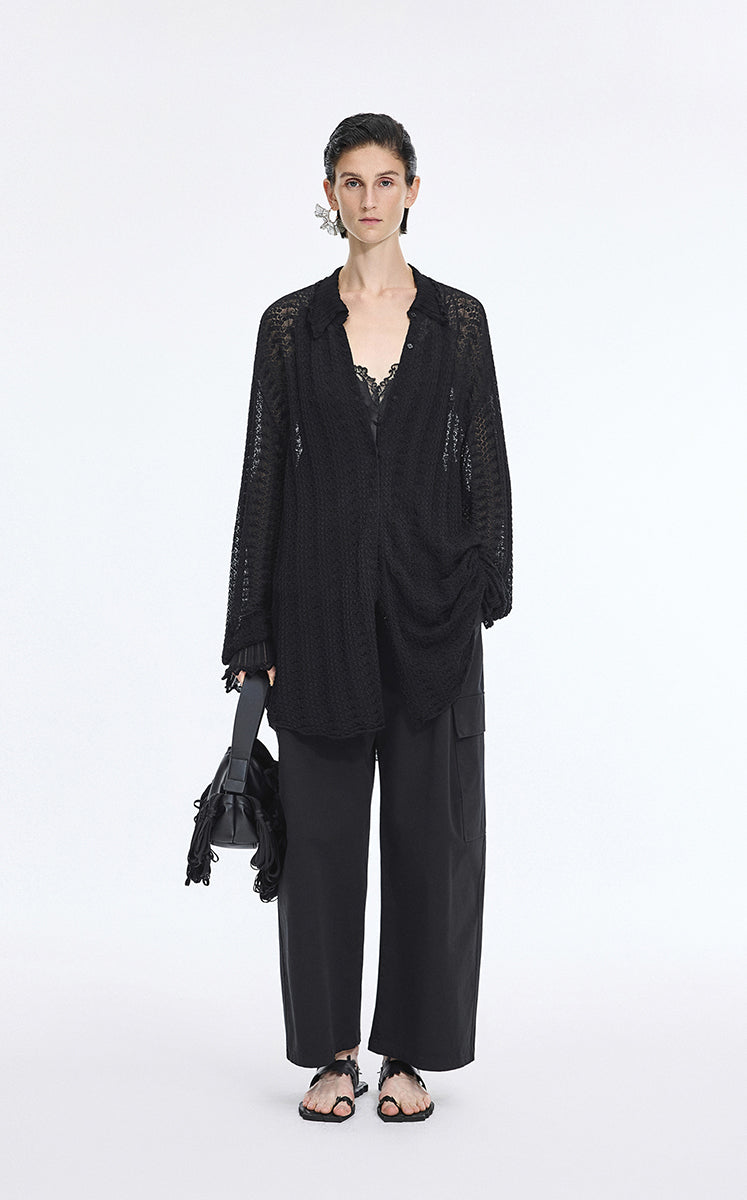 Sweater / JNBY H-Shaped Longline Cotton Cardigan Black