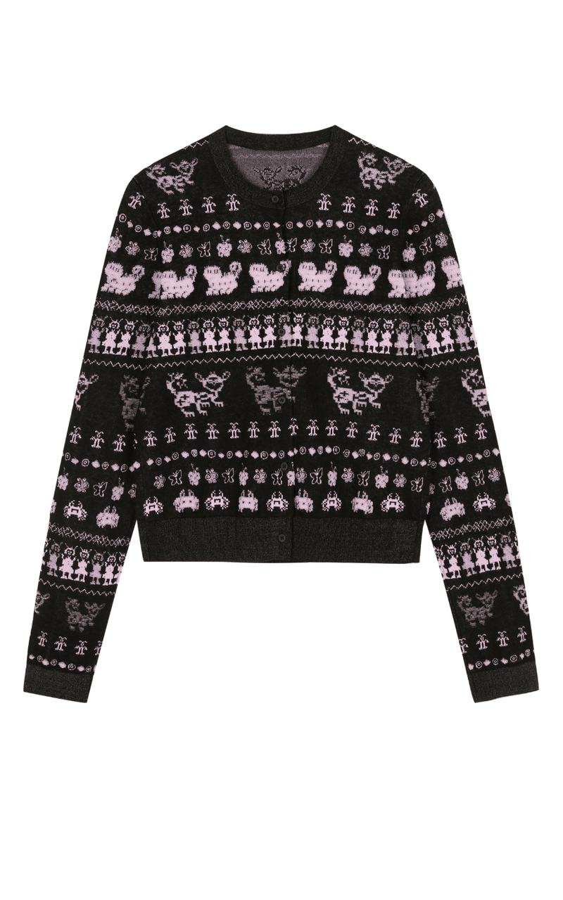 Sweater / JNBY Intarsia-Knitted Crew-Neck Cardigan