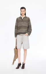 Sweater / JNBY Jacquard Raglan Cotton Blend Sweater