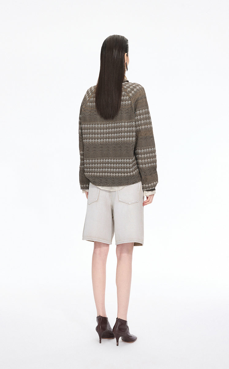 Sweater / JNBY Jacquard Raglan Cotton Blend Sweater