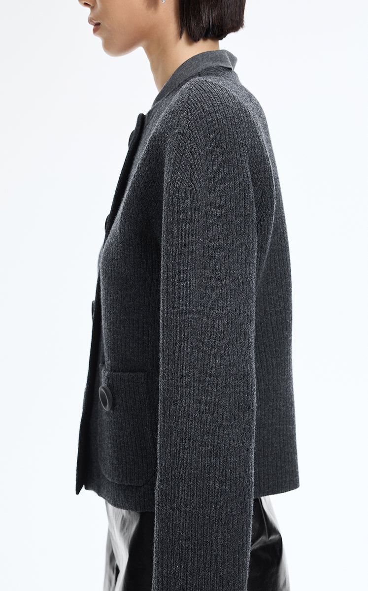 Sweater / JNBY Merino Wool Blend Cropped Cardigan