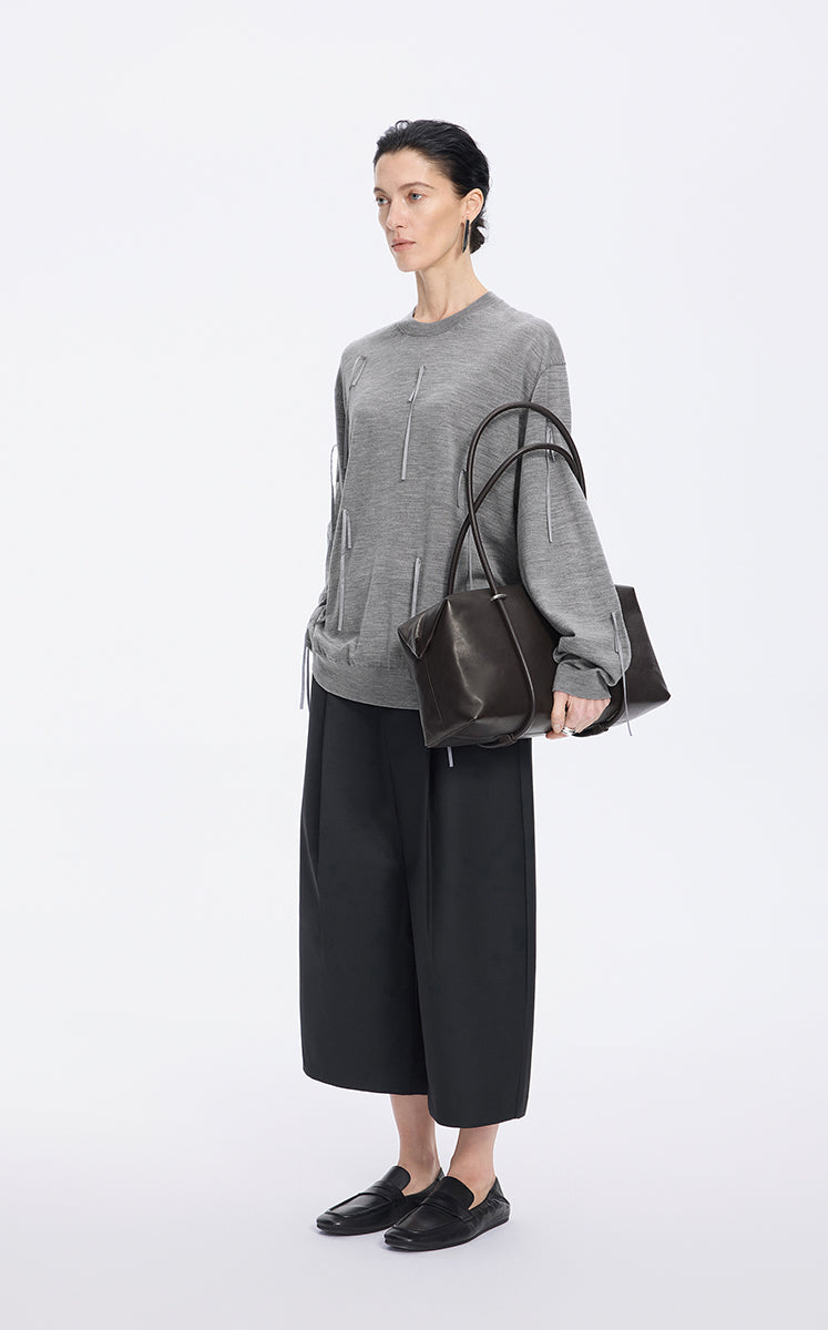 Sweater / JNBY Merino Wool Oversized T-Knit Sweater Mid Grey Marl