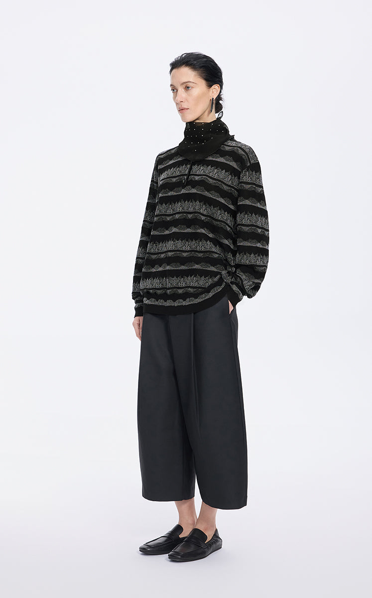Sweater / JNBY Textured Knit Long-Sleeve Polo Top