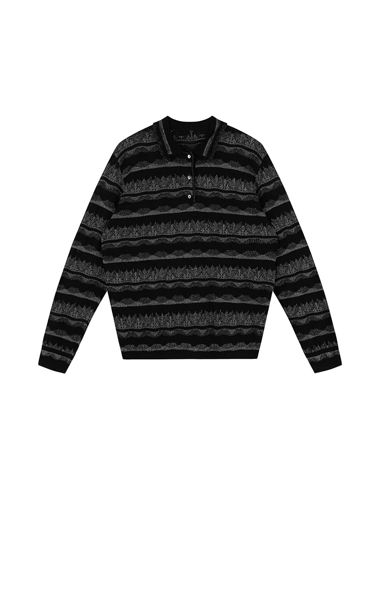 Sweater / JNBY Textured Knit Long-Sleeve Polo Top