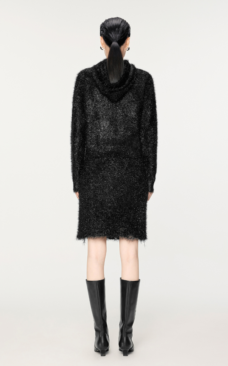 Sweater / JNBY Metallic-Thread Hooded Zip-Closure Cardigan