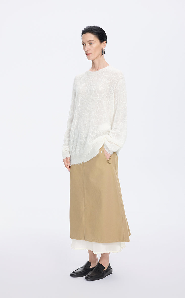 Sweater / JNBY Mixed Fiber Floral Oversized Pullover