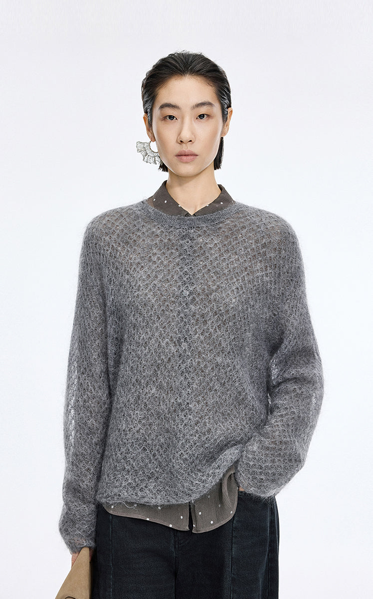 Sweater / JNBY Mohair Oversized Long Sleeve Pullover