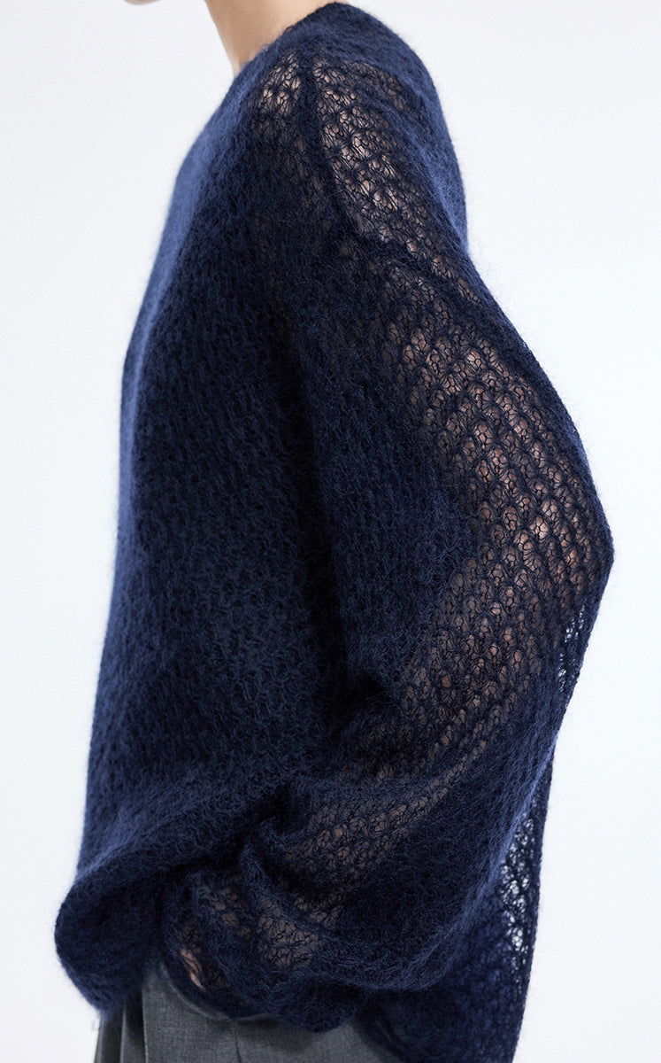 Sweater / JNBY Mohair Oversized Long Sleeve Pullover