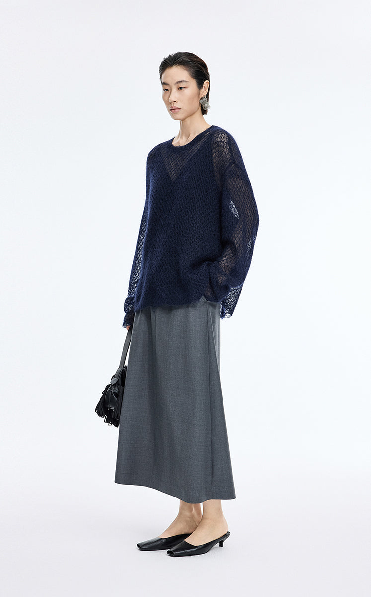 Sweater / JNBY Mohair Oversized Long Sleeve Pullover