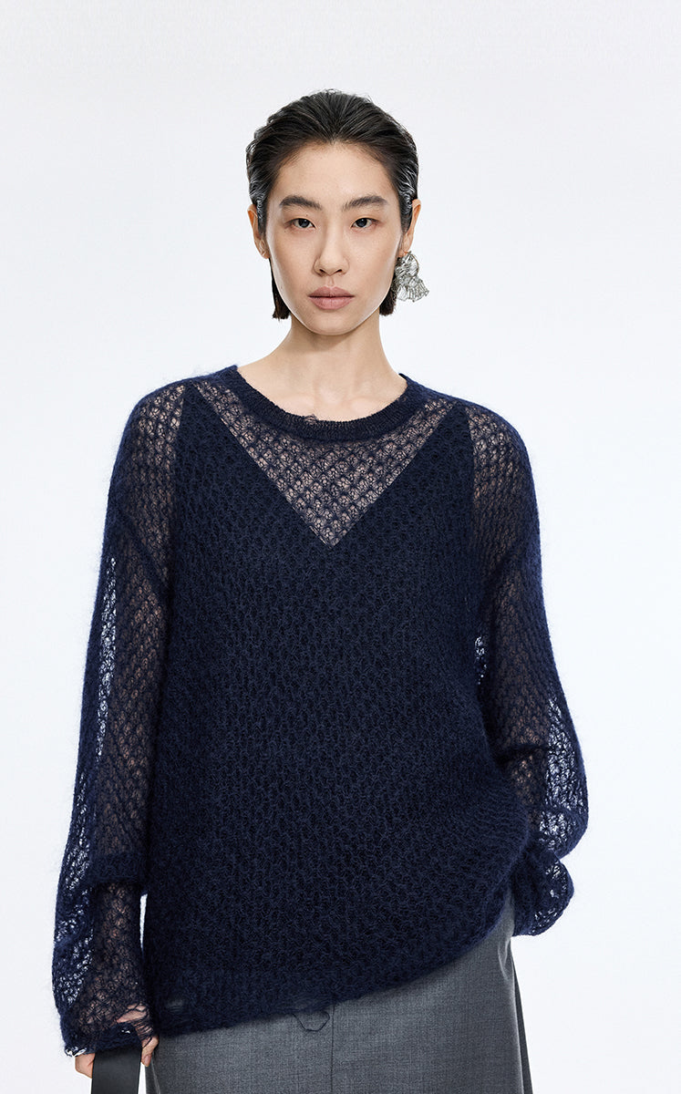 Sweater / JNBY Mohair Oversized Long Sleeve Pullover
