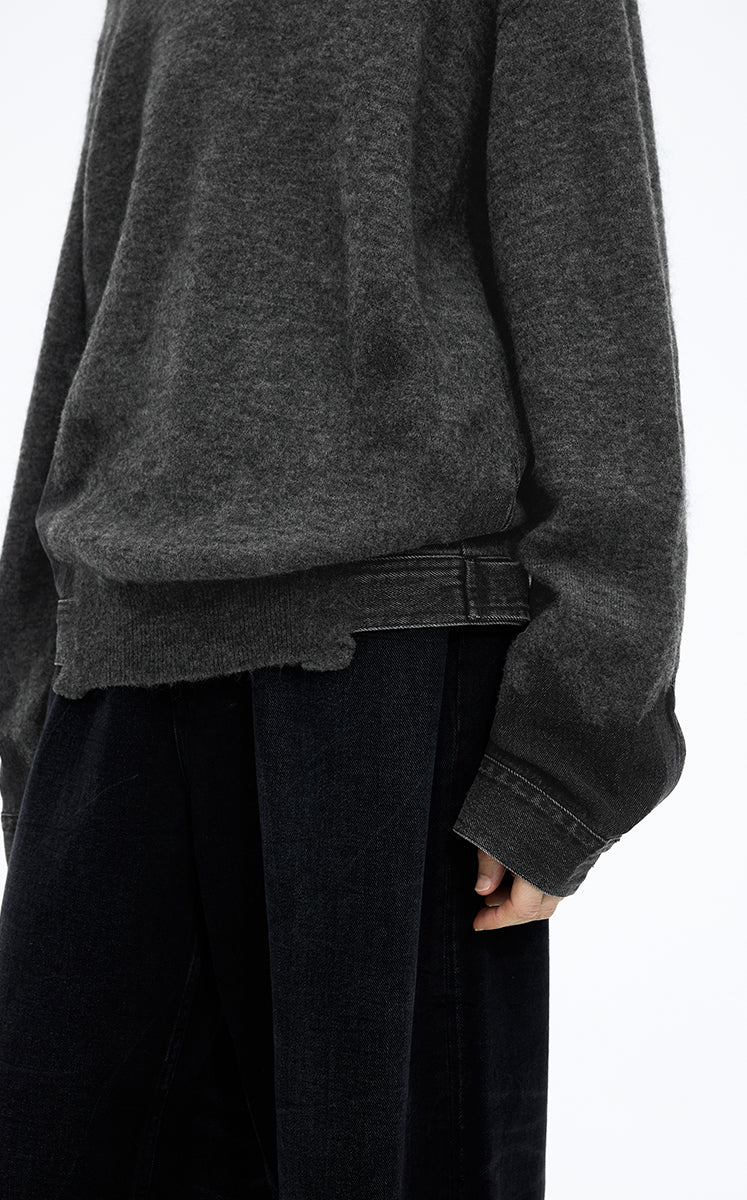 Sweater / JNBY Oversized Knitted Denim Panel Pullover