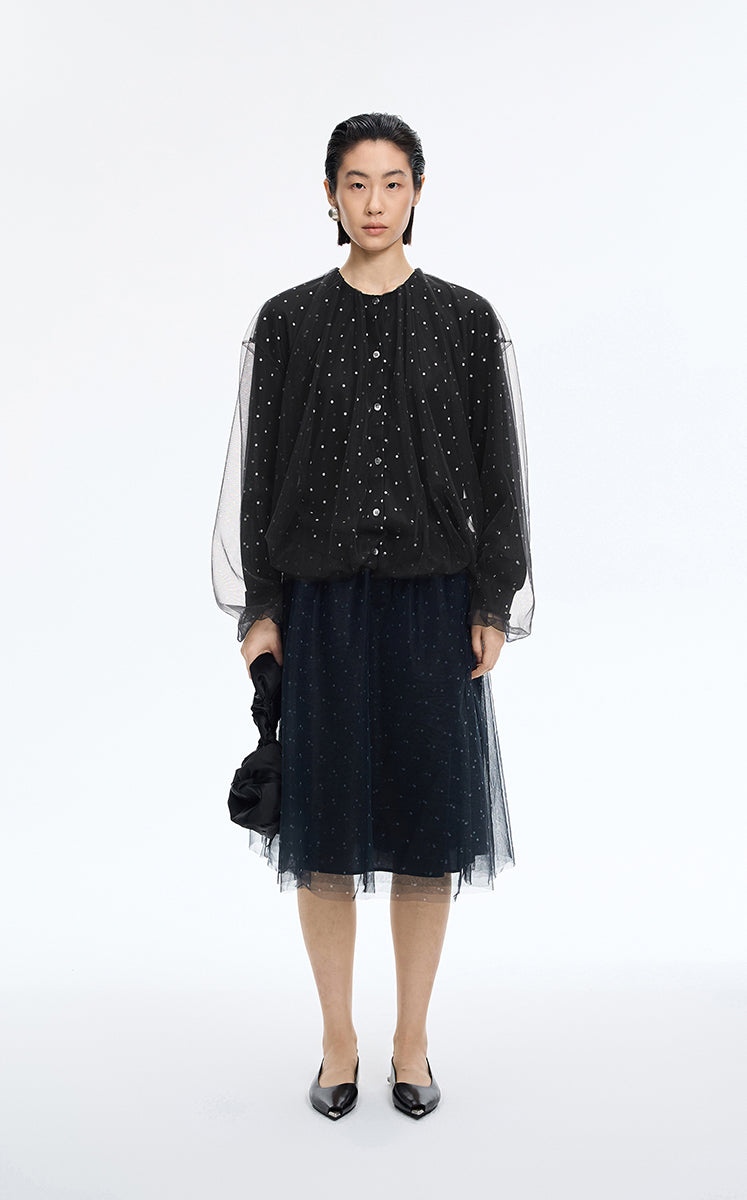 Sweater / JNBY Oversized O-line Mid-length Cardigan Black