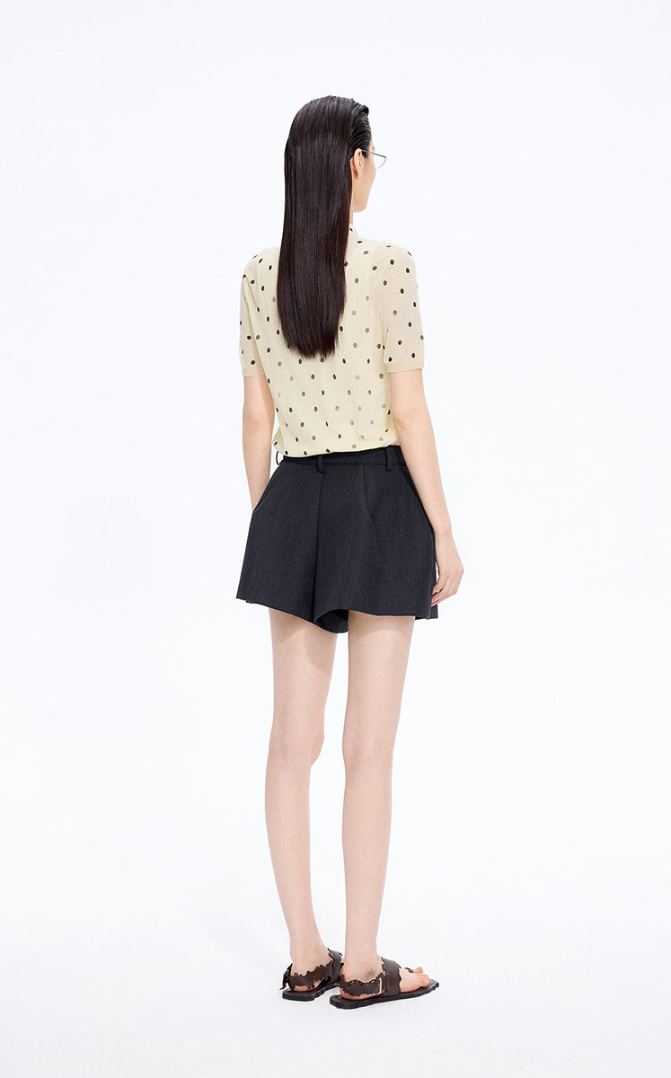 Sweater / JNBY Polka Dot Cotton Blend Knit Polo