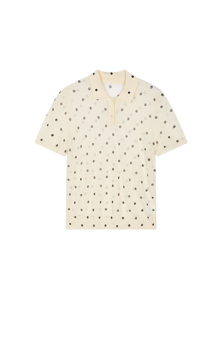 Sweater / JNBY Polka Dot Cotton Blend Knit Polo