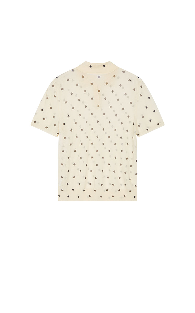 Sweater / JNBY Polka Dot Cotton Blend Knit Polo