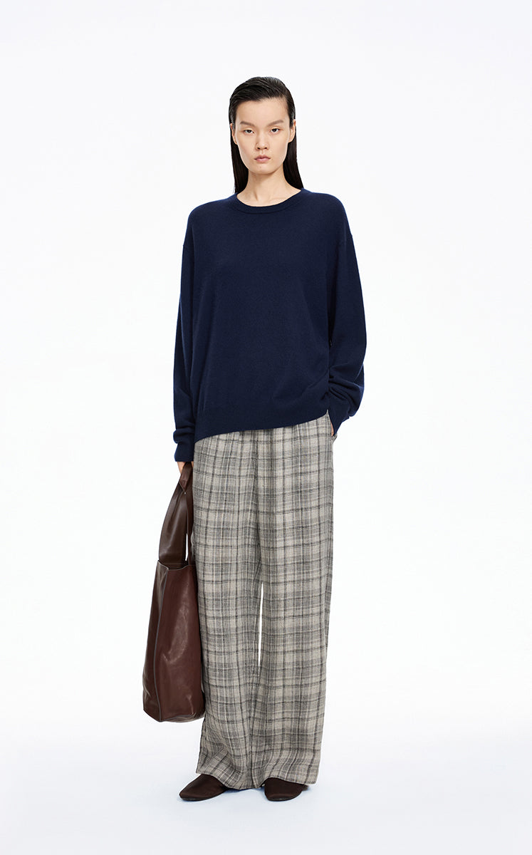 Sweater / JNBY Pure Cashmere Crewneck Pullover Dark Blue