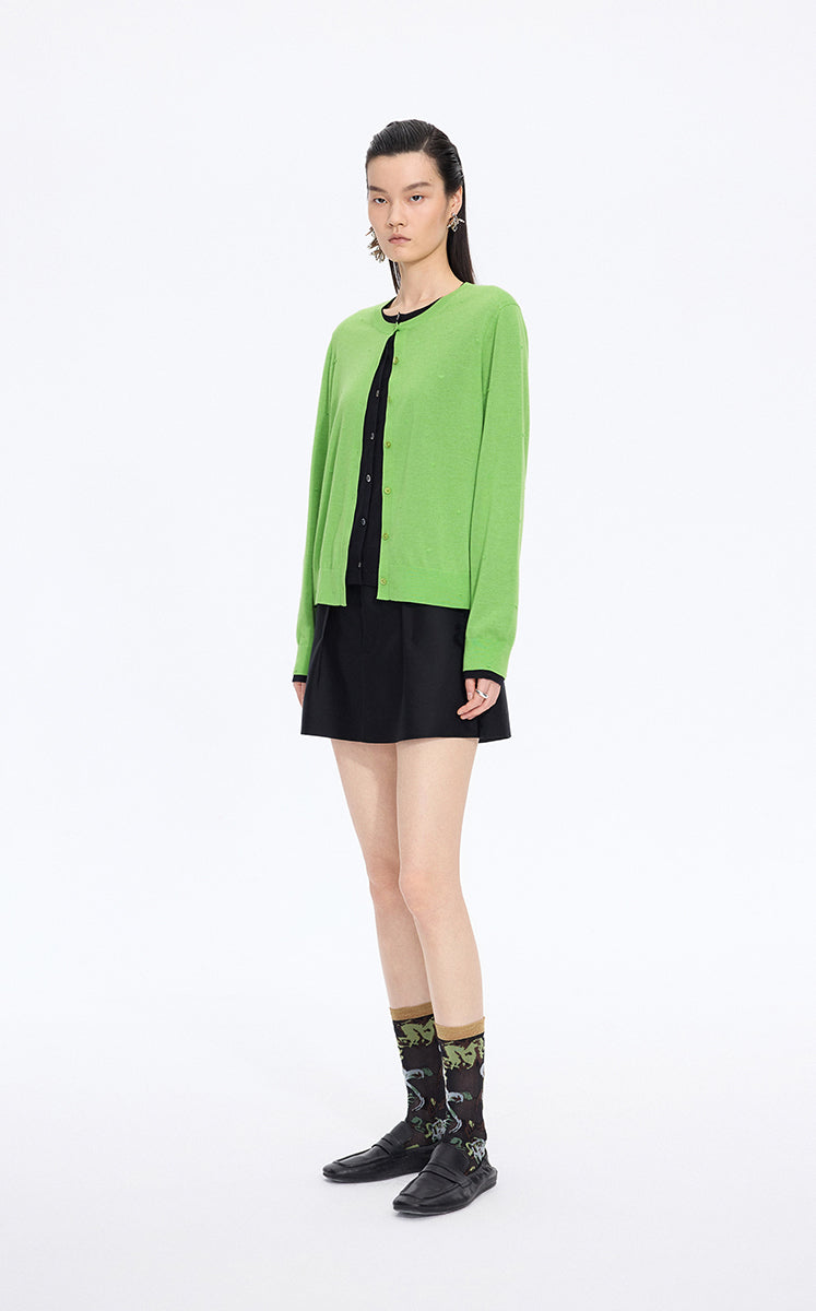 Sweater / JNBY Round-Veck Lyocell Wool Cardigan