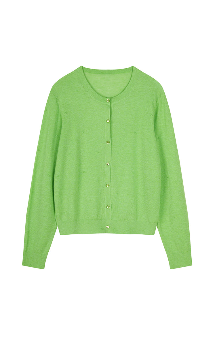 Sweater / JNBY Round-Veck Lyocell Wool Cardigan