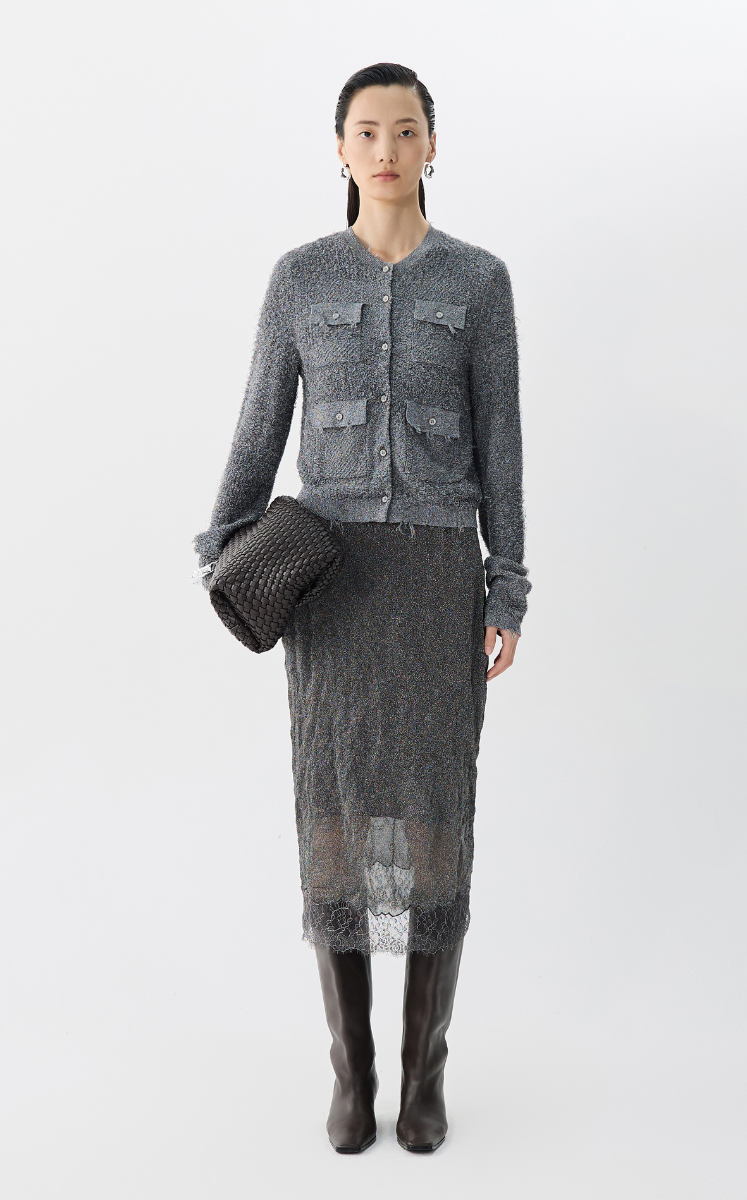 Sweater / JNBY Slim Fit Cropped Cardigan Grey