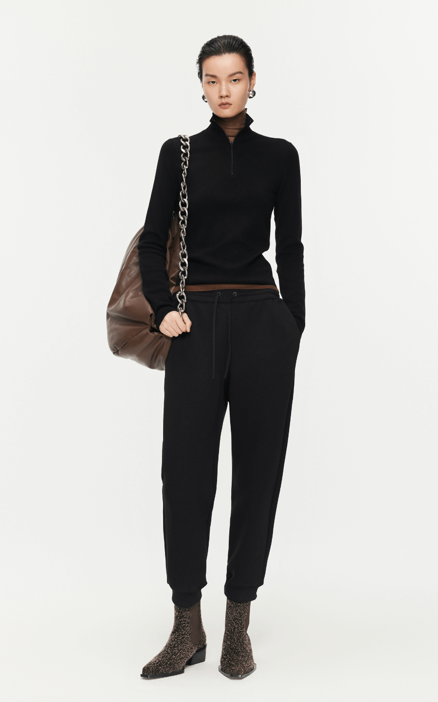 Sweater / JNBY Slim Fit Wool Knitted Sweater Black