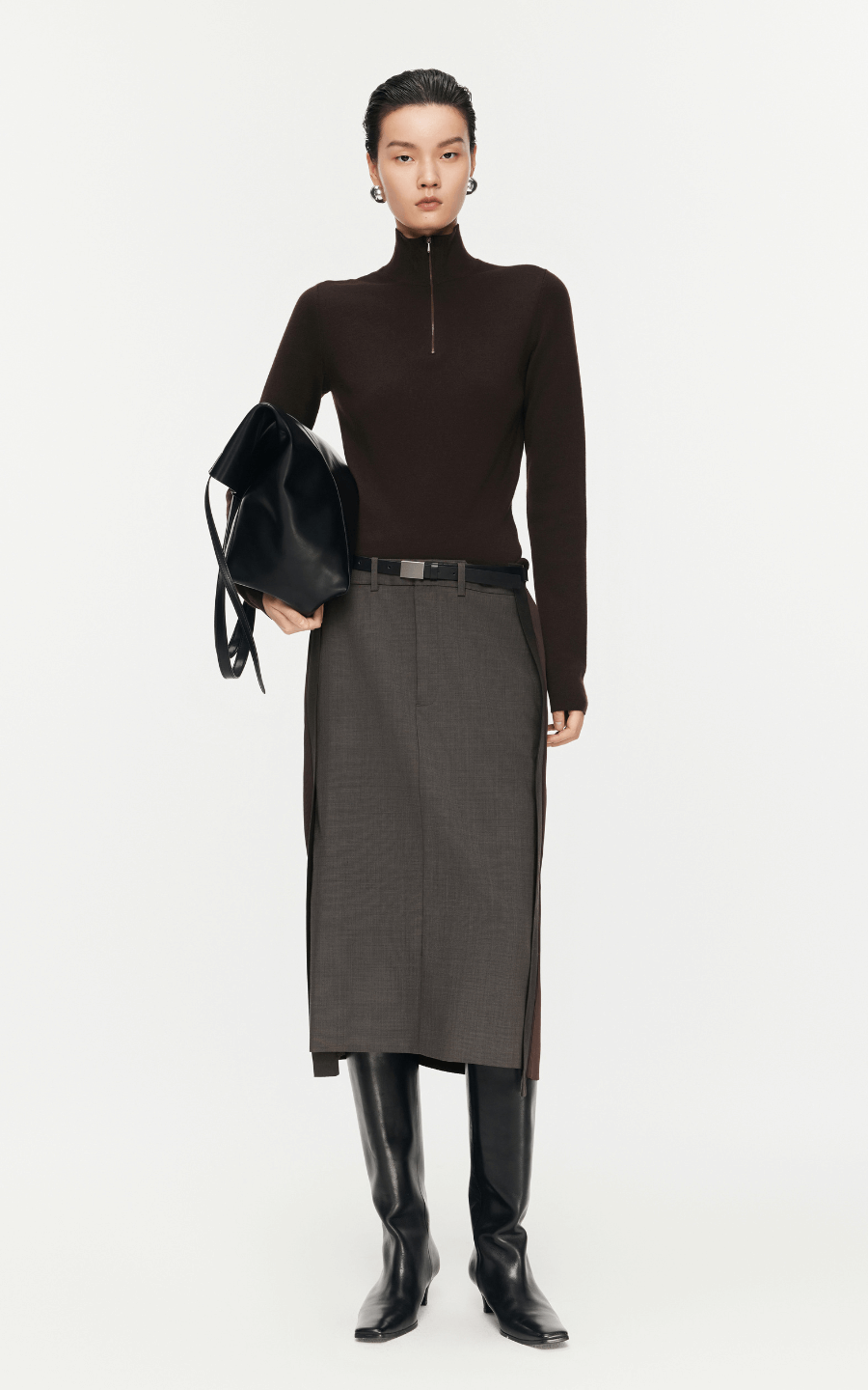 Sweater / JNBY Slim Fit Wool Knitted Sweater Dark Brown