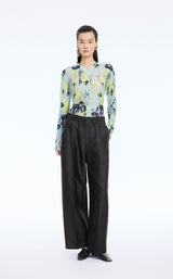 Sweater / JNBY T-Shape Floral Print Mohair Blend Cardigan