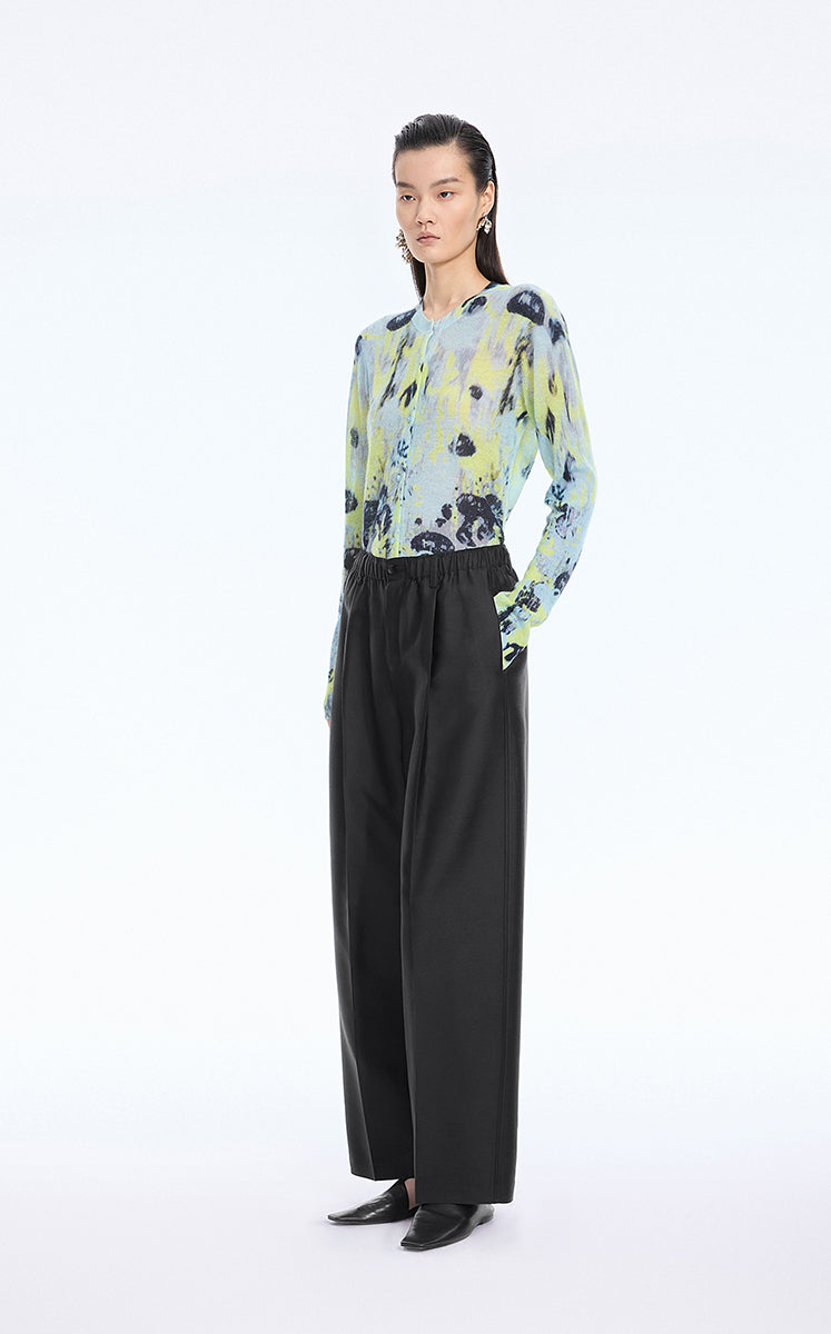 Sweater / JNBY T-Shape Floral Print Mohair Blend Cardigan