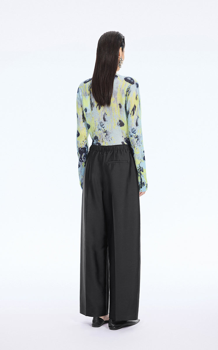 Sweater / JNBY T-Shape Floral Print Mohair Blend Cardigan