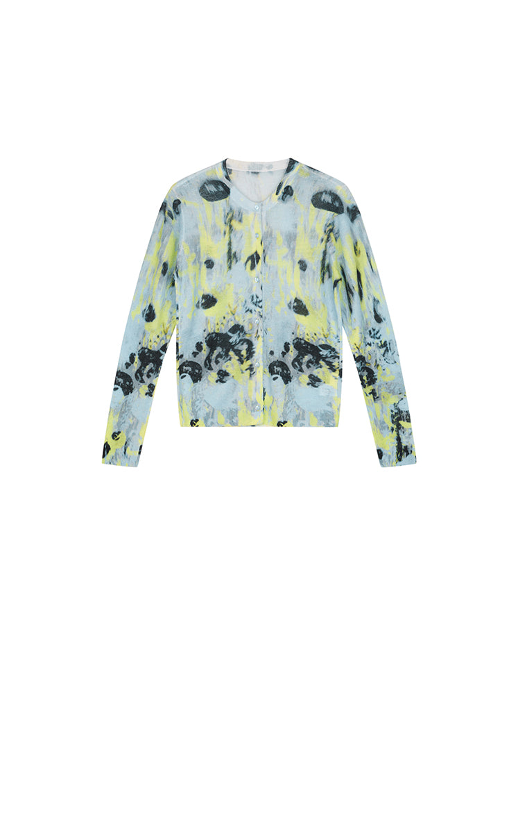 Sweater / JNBY T-Shape Floral Print Mohair Blend Cardigan