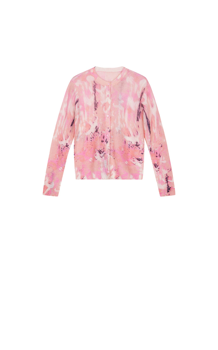 Sweater / JNBY T-Shape Floral Print Mohair Blend Cardigan