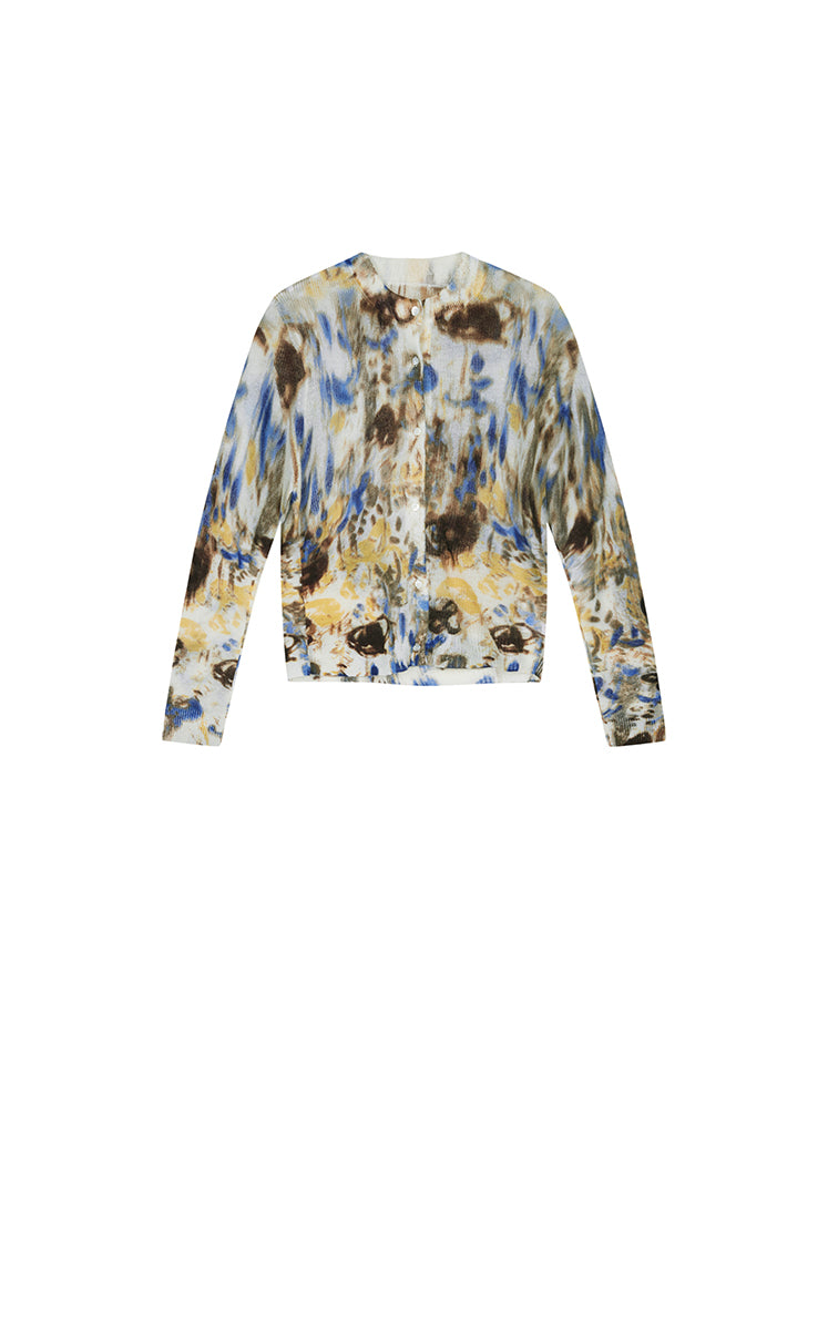 Sweater / JNBY T-Shape Floral Print Mohair Blend Cardigan