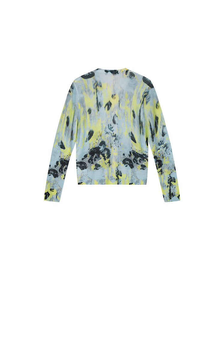 Sweater / JNBY T-Shape Floral Print Mohair Blend Cardigan