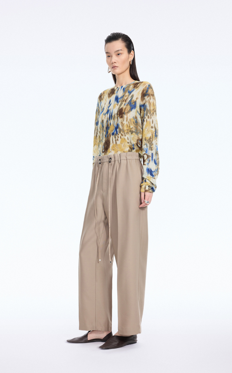 Sweater / JNBY T-Shape Floral Print Mohair Blend Pullover