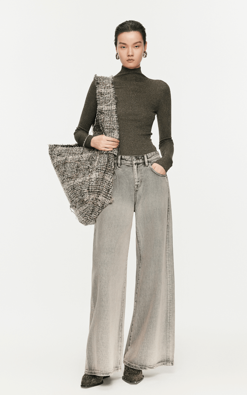 Sweater / JNBY Turtleneck Fine Knit Sweater Grey