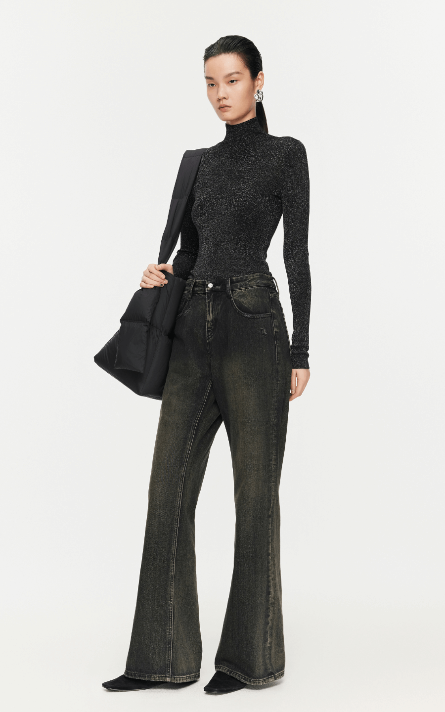 Sweater / JNBY Turtleneck Fine Knit Sweater Black