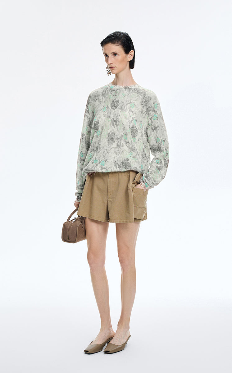Sweater / JNBY Watercolor Floral Fuzzy Knit